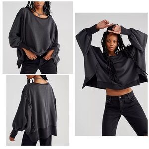 NWOT Free People Camden Sweatshirt in Black Size Small